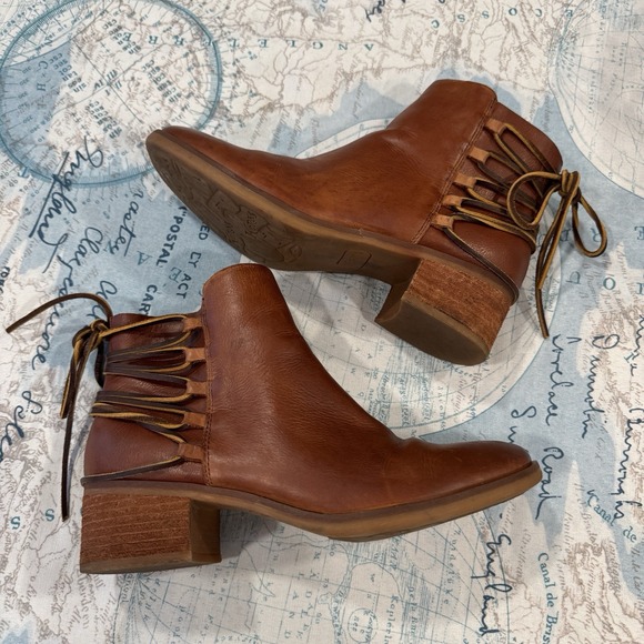 Korks Kork-Ease Belaya Cognac Brown Leather Lace Up Ankle Booties Size 7.5M - Picture 6 of 14